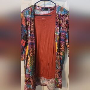 Johnny Colorful Kimono with Rust Top